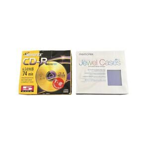Memorex Slim Color CD Jewel Cases 10 Pack And CD-R 74 Min Recordable Disc- NIB